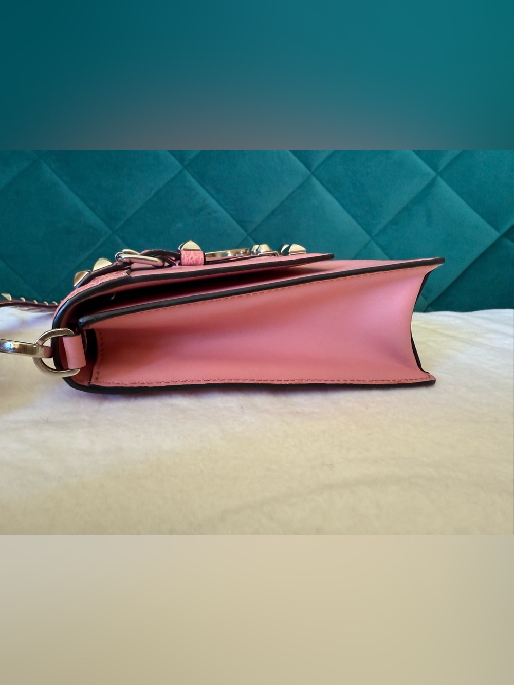 Prada Elektra 1BD120 Pink Studded Flap Shoulder Bag - Picture 6 of 16